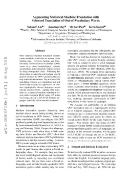 Augmenting Statistical Machine Translation with Subword Translation of
  Out-of-Vocabulary Words