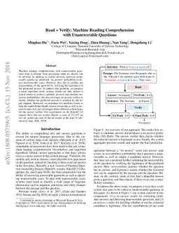 Read + Verify: Machine Reading Comprehension with Unanswerable Questions