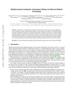 Reinforcement Learning for Autonomous Defence in Software-Defined
  Networking