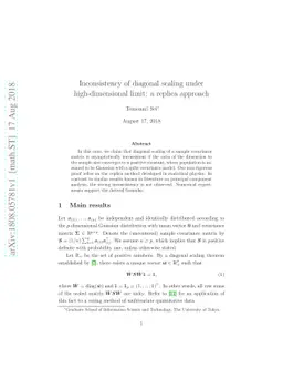 Inconsistency of diagonal scaling under high-dimensional limit: a
  replica approach