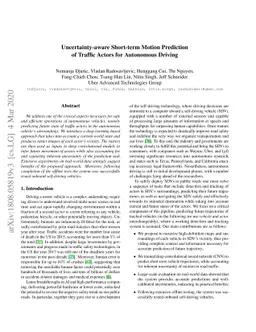 Uncertainty-aware Short-term Motion Prediction of Traffic Actors for
  Autonomous Driving