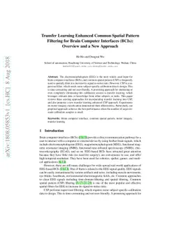 Transfer Learning Enhanced Common Spatial Pattern Filtering for Brain
  Computer Interfaces (BCIs): Overview and a New Approach