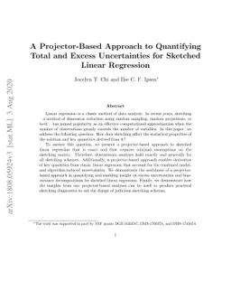 A Projector-Based Approach to Quantifying Total and Excess Uncertainties
  for Sketched Linear Regression