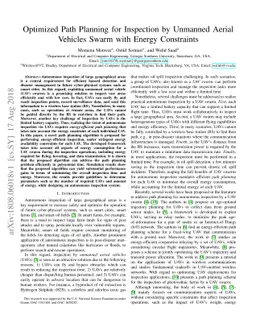 Optimized Path Planning for Inspection by Unmanned Aerial Vehicles Swarm
  with Energy Constraints