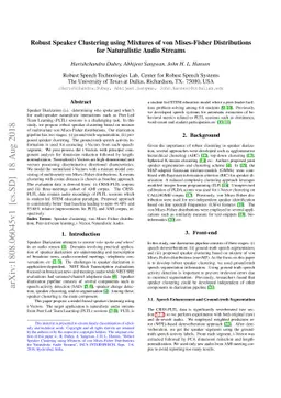 Robust Speaker Clustering using Mixtures of von Mises-Fisher
  Distributions for Naturalistic Audio Streams