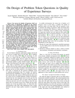 On Design of Problem Token Questions in Quality of Experience Surveys