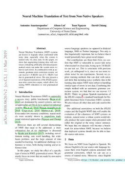 Neural Machine Translation of Text from Non-Native Speakers