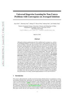 Universal Stagewise Learning for Non-Convex Problems with Convergence on
  Averaged Solutions