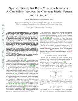 Spatial Filtering for Brain Computer Interfaces: A Comparison between
  the Common Spatial Pattern and Its Variant