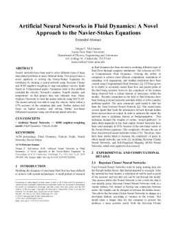 Artificial Neural Networks in Fluid Dynamics: A Novel Approach to the
  Navier-Stokes Equations