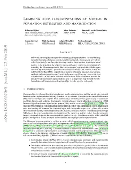 Learning deep representations by mutual information estimation and
  maximization