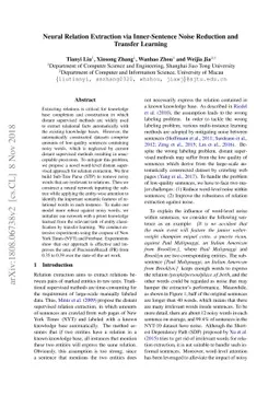 Neural Relation Extraction via Inner-Sentence Noise Reduction and
  Transfer Learning