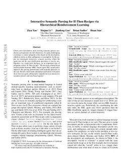 Interactive Semantic Parsing for If-Then Recipes via Hierarchical
  Reinforcement Learning