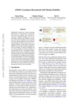 LRMM: Learning to Recommend with Missing Modalities