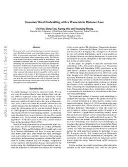 Gaussian Word Embedding with a Wasserstein Distance Loss