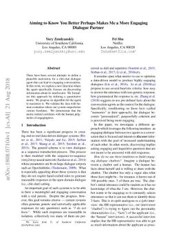 Aiming to Know You Better Perhaps Makes Me a More Engaging Dialogue
  Partner