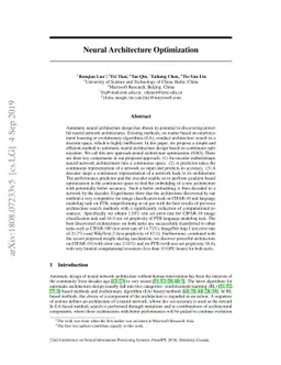 Neural Architecture Optimization