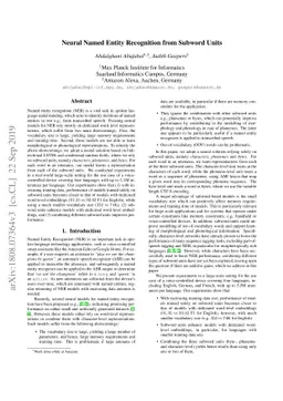 Neural Named Entity Recognition from Subword Units