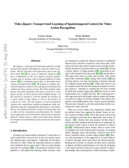 Video Jigsaw: Unsupervised Learning of Spatiotemporal Context for Video
  Action Recognition