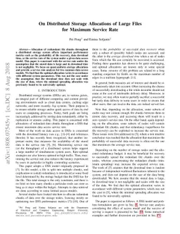 On Distributed Storage Allocations of Large Files for Maximum Service
  Rate