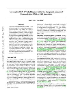 Cooperative SGD: A unified Framework for the Design and Analysis of
  Communication-Efficient SGD Algorithms