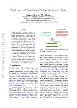 Weakly-supervised Neural Semantic Parsing with a Generative Ranker