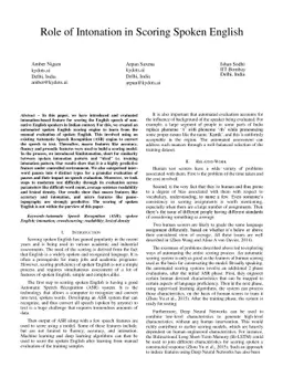 Role of Intonation in Scoring Spoken English