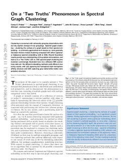 On a 'Two Truths' Phenomenon in Spectral Graph Clustering