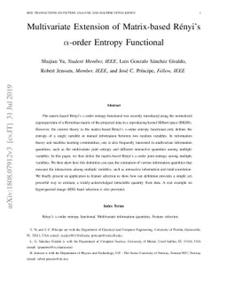 Multivariate Extension of Matrix-based Renyi's α-order Entropy
  Functional