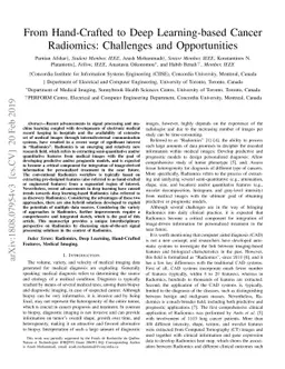 From Hand-Crafted to Deep Learning-based Cancer Radiomics: Challenges
  and Opportunities