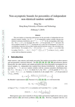 Non-asymptotic bounds for percentiles of independent non-identical
  random variables