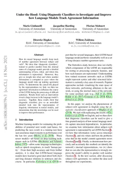 Under the Hood: Using Diagnostic Classifiers to Investigate and Improve
  how Language Models Track Agreement Information