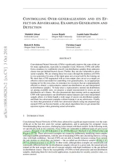 Controlling Over-generalization and its Effect on Adversarial Examples
  Generation and Detection