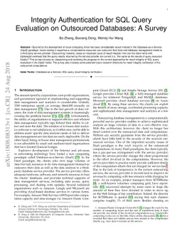 Integrity Authentication for SQL Query Evaluation on Outsourced
  Databases: A Survey