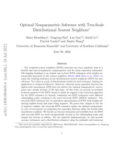 Optimal Nonparametric Inference with Two-Scale Distributional Nearest
  Neighbors