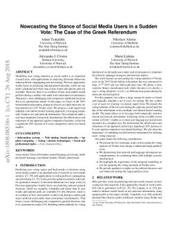 Nowcasting the Stance of Social Media Users in a Sudden Vote: The Case
  of the Greek Referendum