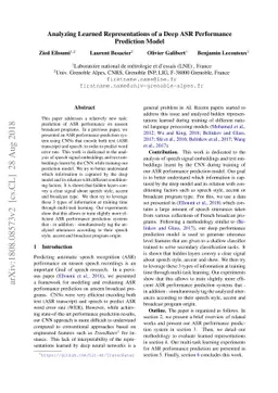 Analyzing Learned Representations of a Deep ASR Performance Prediction
  Model