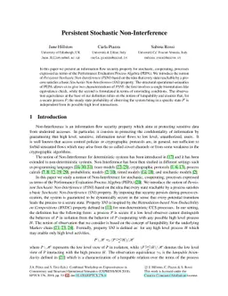 Persistent Stochastic Non-Interference