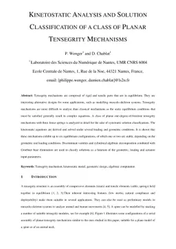 Kinetostatic analysis and solution classification of a class of planar
  tensegrity mechanisms
