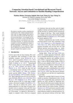 Comparing Attention-based Convolutional and Recurrent Neural Networks:
  Success and Limitations in Machine Reading Comprehension