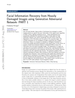 Facial Information Recovery from Heavily Damaged Images using Generative
  Adversarial Network- PART 1