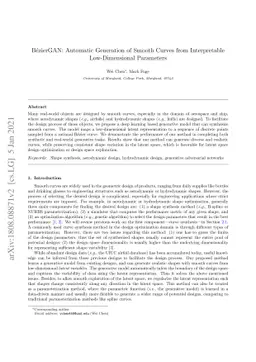 BézierGAN: Automatic Generation of Smooth Curves from Interpretable
  Low-Dimensional Parameters