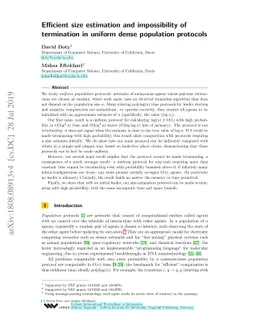 Efficient size estimation and impossibility of termination in uniform
  dense population protocols