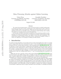 Data Poisoning Attacks against Online Learning