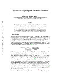 Importance Weighting and Variational Inference