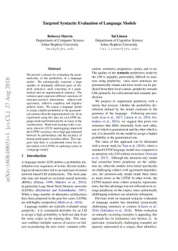 Targeted Syntactic Evaluation of Language Models