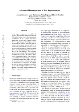 Adversarial Decomposition of Text Representation