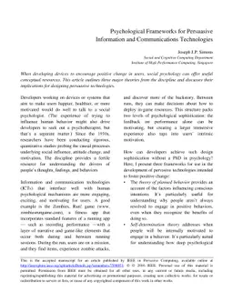 Psychological Frameworks for Persuasive Information and Communications
  Technologies