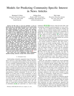 Models for Predicting Community-Specific Interest in News Articles