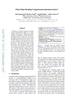 What Makes Reading Comprehension Questions Easier?